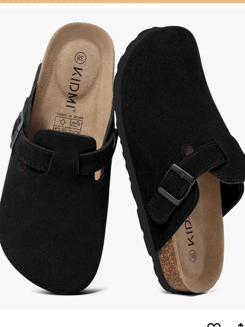 Kidmi Black Slip On Suede Clog 40 9